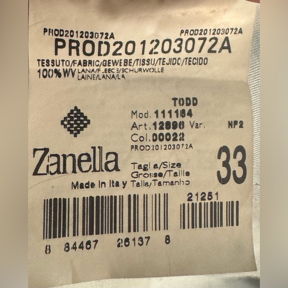 Zanella for Nordstrom Mens Wool Dress Pants Size 33 X 30 Made in Italy Academia - Picture 14 of 15